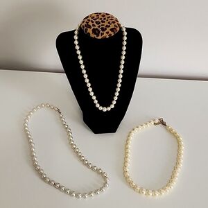 3 pk faux pearl necklaces